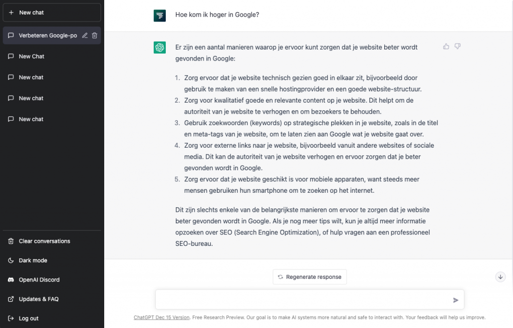 hoog in google zonder adwords